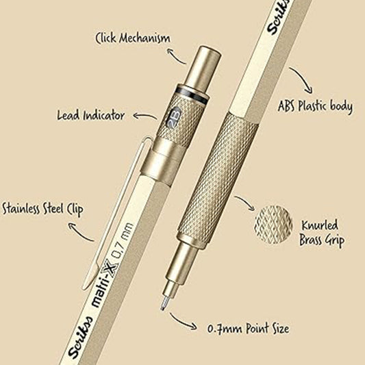 Scrikss | Matri-X | Mechanical Pencil | Metallic Gold-0.7mm