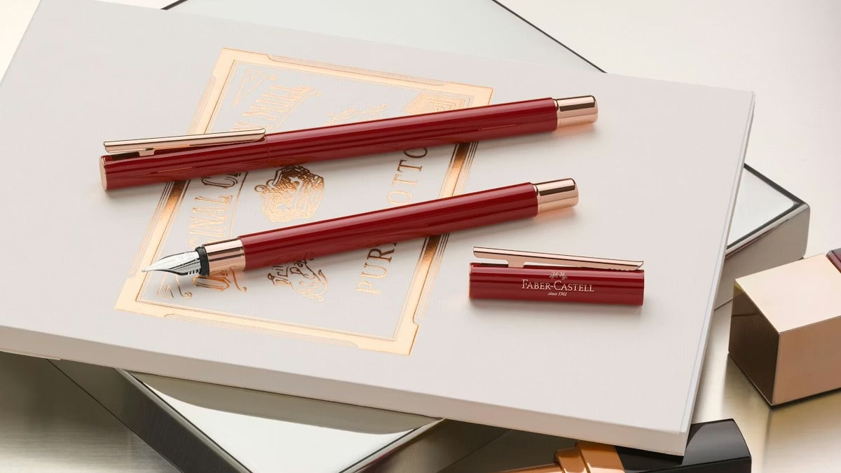 Faber-Castell Neo Slim Oriental Red Rose Gold Fountain Pen (342701)