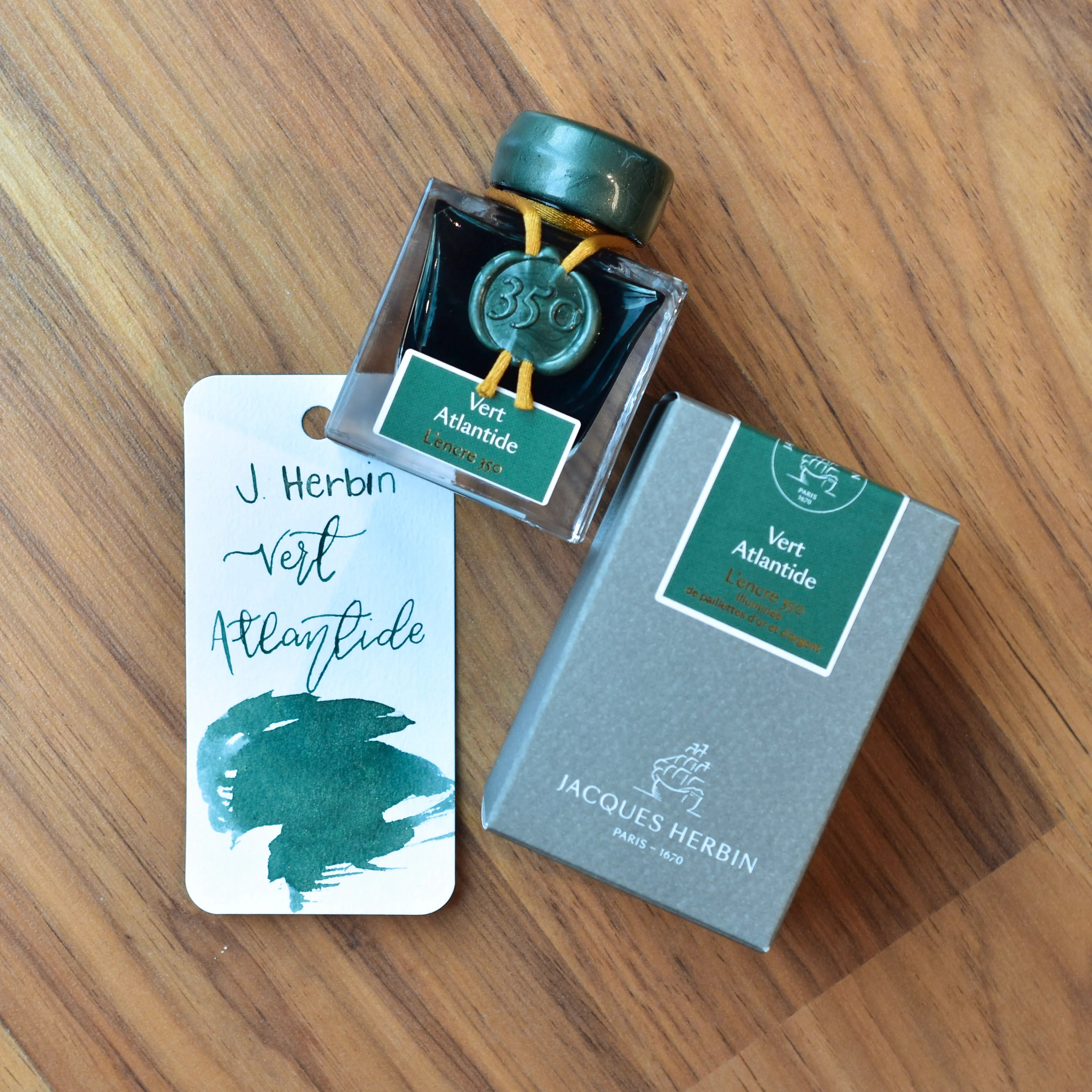 Jacques Herbin 350 Ink Bottle (Vert Atlantide 50ML)