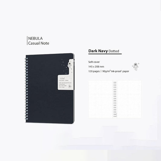 Colorverse | Nebula | Casual Series | Spiral Bound Notebook | Dotted | Dark Navy