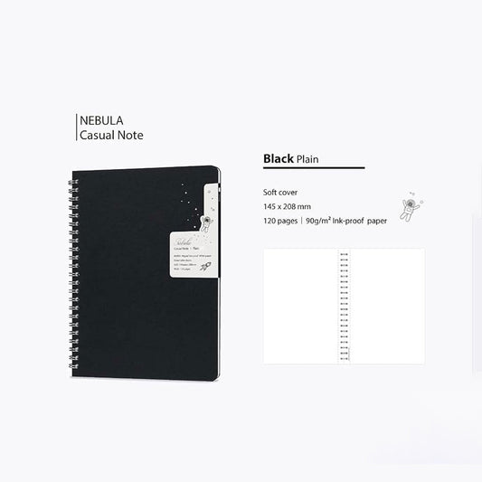 Colorverse | Nebula | Casual Series | Spiral Bound Notebook | Plain | Black