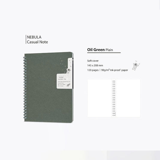 Colorverse | Nebula | Casual Series | Spiral Bound Notebook | Plain | Oil Green
