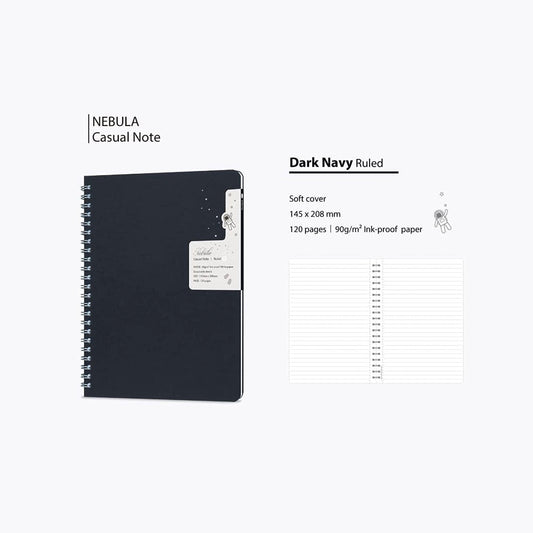 Colorverse | Nebula | Casual Series | Spiral Bound Notebook | Ruled | Dark Navy
