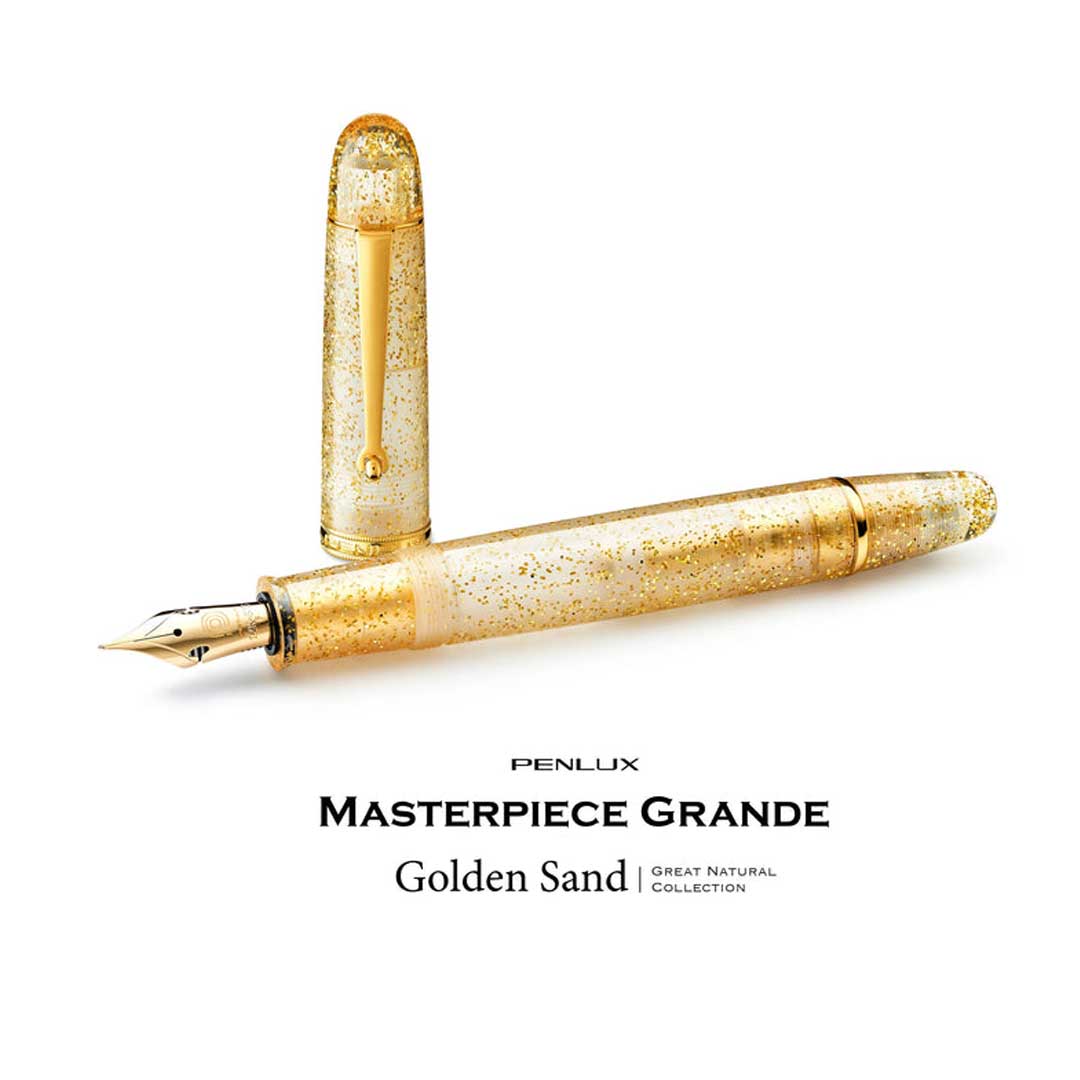 Penlux | Masterpiece Grande | Great Natural | Fountain Pen | Golden Sand | Clear Body | Piston Filling