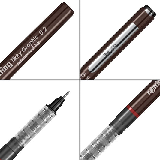 Rotring | Tikky | Graphic Fineliner | 0.2mm | 5 Pen Set