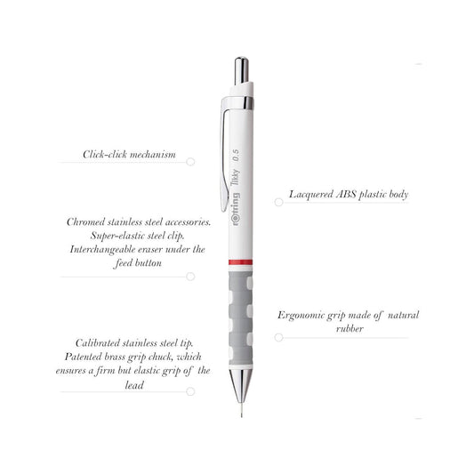 Rotring | Tikky | Mechanical Pencil | 0.5mm | White Barrel
