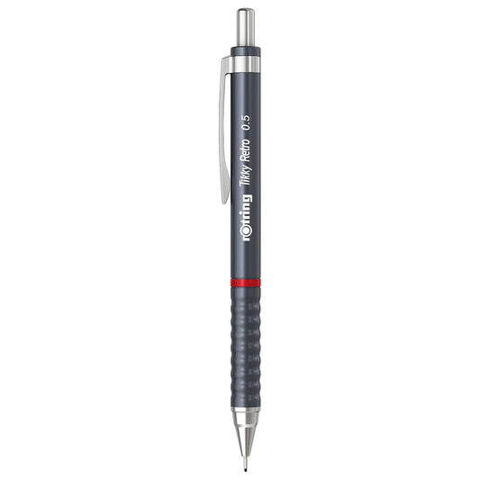 Rotring Tikky Retro Mechanical Pencil 0.5mm – Grey | 2B Lead & Built-In Eraser