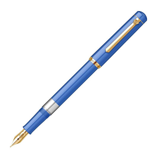 Scrikss | 419 Series | Piston Filler | Fountain Pen | 23K Gold Plated | Medium | Blue Acrylic