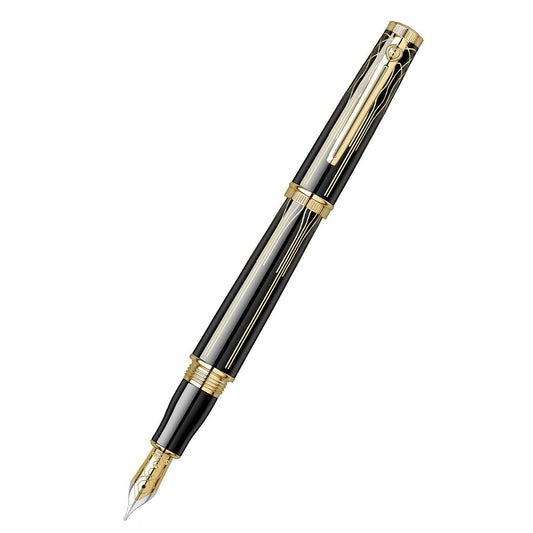 Scrikss Heritage Fountain Pen Medium Nib - Glossy Black GT