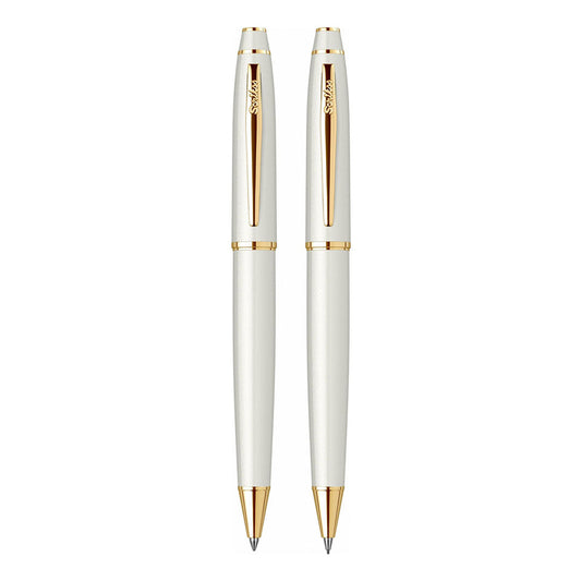 Scrikss Noble 35 Ballpoint Pen & Mechanical Pencil Set | White Gold