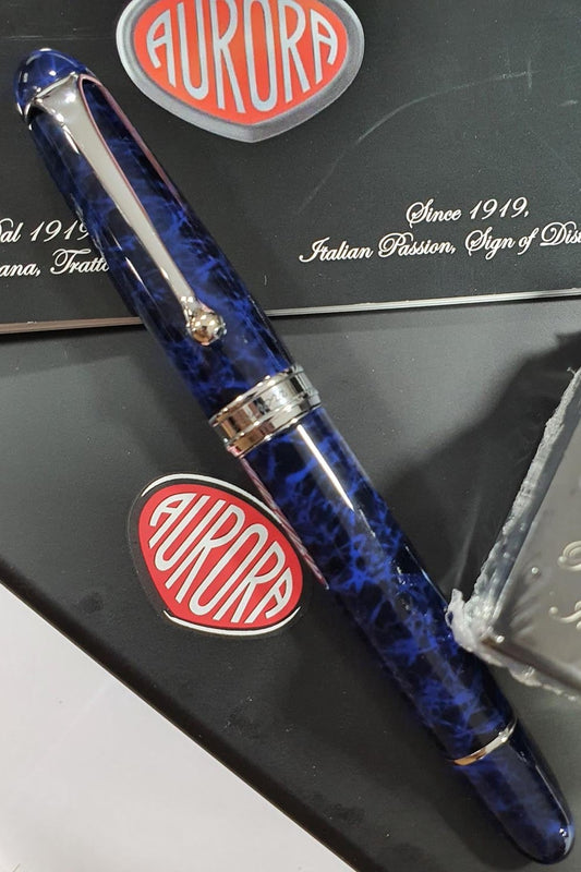 Aurora 88 Blau/Chrom Sigaro Füllfederhalter 883 (Limitierte Auflage)