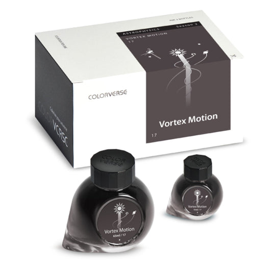 Colorverse | Astrophysics Series | Season 2 | Vortex Motion | Fountain Pen Ink | Black | 65ml and 15ml | 2 Bottle Set
