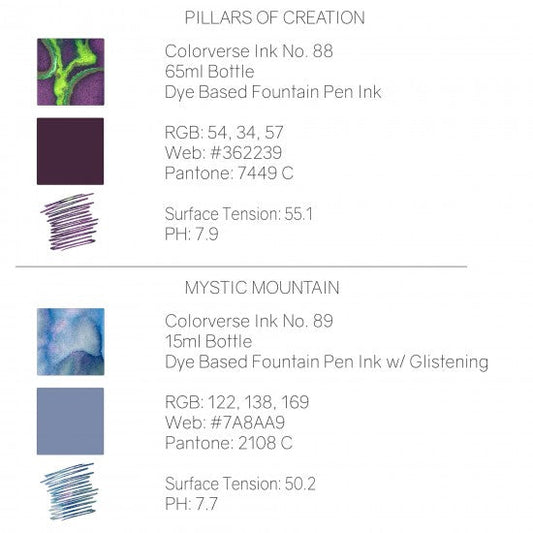 Colorverse Season 7 | Blue | Fountain Pen Ink Bottled | Eye On The Universe | Pillars of Creation & Mystic Mountain Ink Set