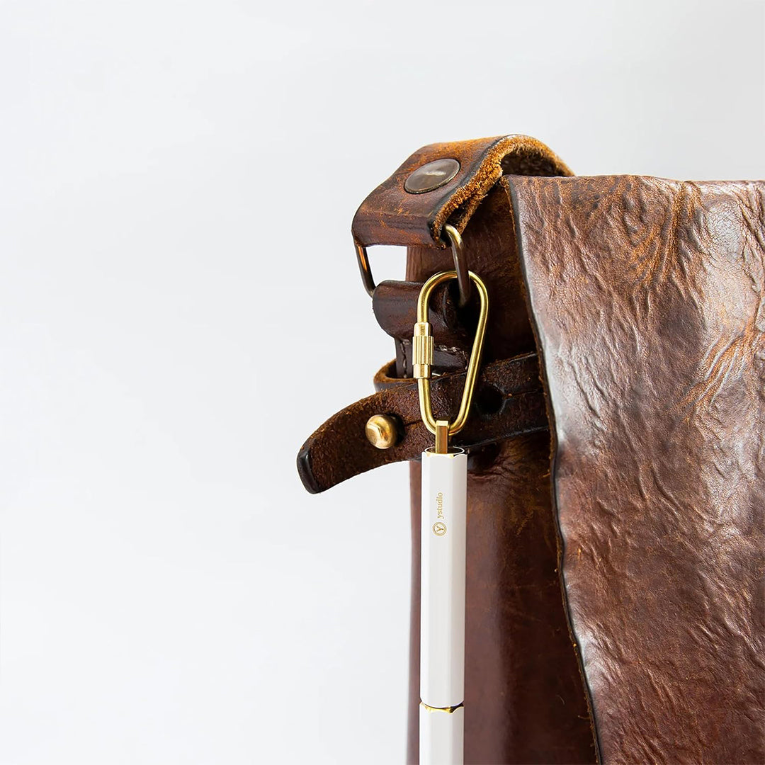 Ystudio Classic Revolve Portable Ballpoint Pen Brass (White finish)