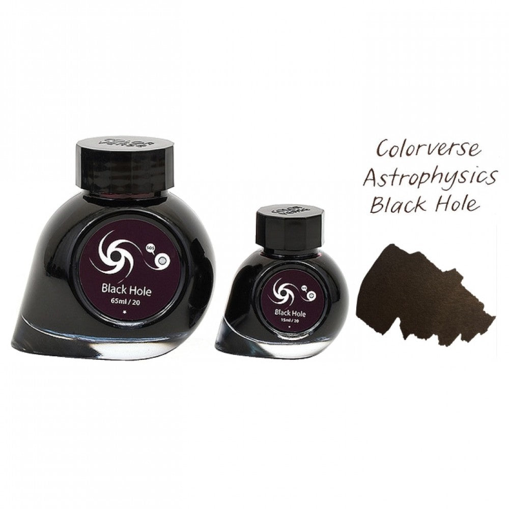 Colorverse | Astrophysics Series | Season 2 | Fountain Pen Ink | Black Hole | Black | 65ml and 15ml | 2 Bottle Set - penpencilink