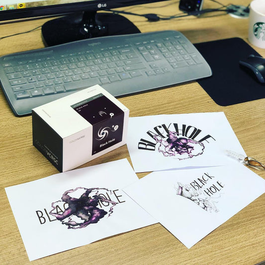 Colorverse | Astrophysics Series | Season 2 | Fountain Pen Ink | Black Hole | Black | 65ml and 15ml | 2 Bottle Set