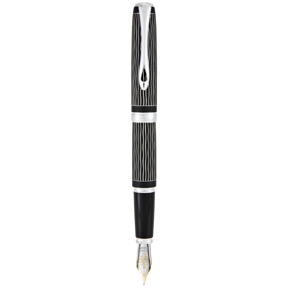 Diplomat Excellence A Plus Wave Guilloche Lapis Black 14K Gold Fountain Pen