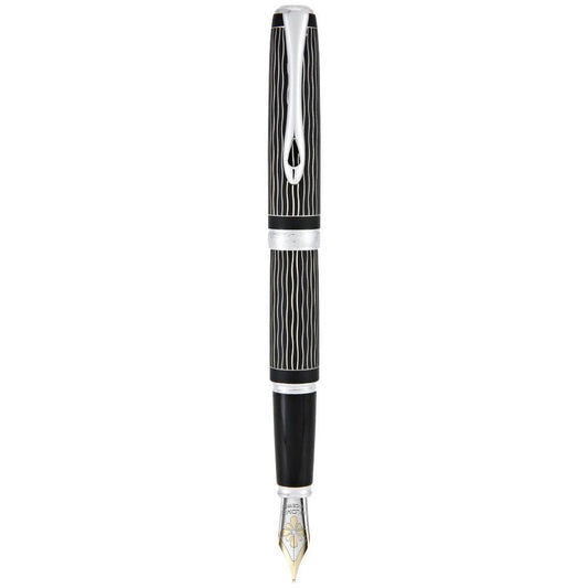 Diplomat Excellence A Plus Wave Guilloche Lapis Black 14K Gold Fountain Pen