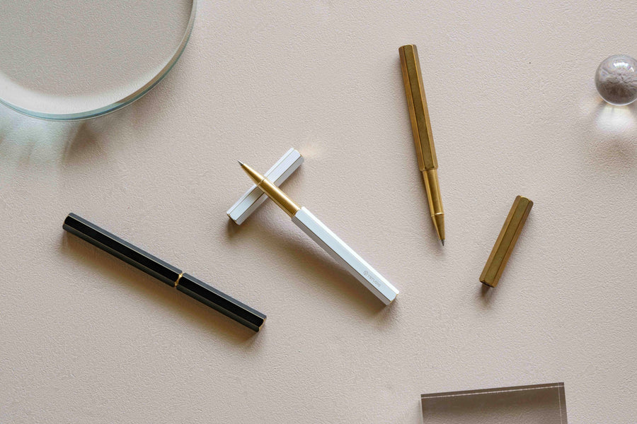 Ystudio | Rollerball Pen | Classic Revolve | Brass White