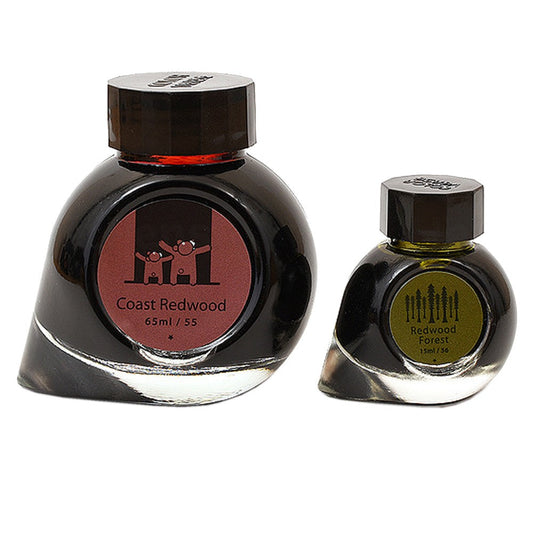 Colorverse | Earth Edition | Coast Redwood (Brown) - Redwood Forest (Dark Green) | Fountain Pen Ink | 65ml and 15ml | 2 Bottle Set - penpencilink
