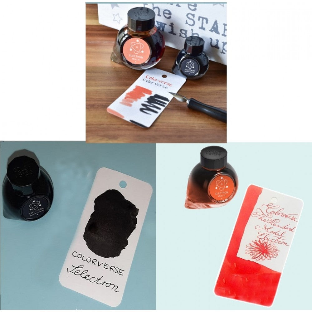 Colorverse | Multiverse Series | Season 3 | Fountain Pen Ink | Electron | Orange | 65ml and 15ml | 2 Bottle Set - penpencilink