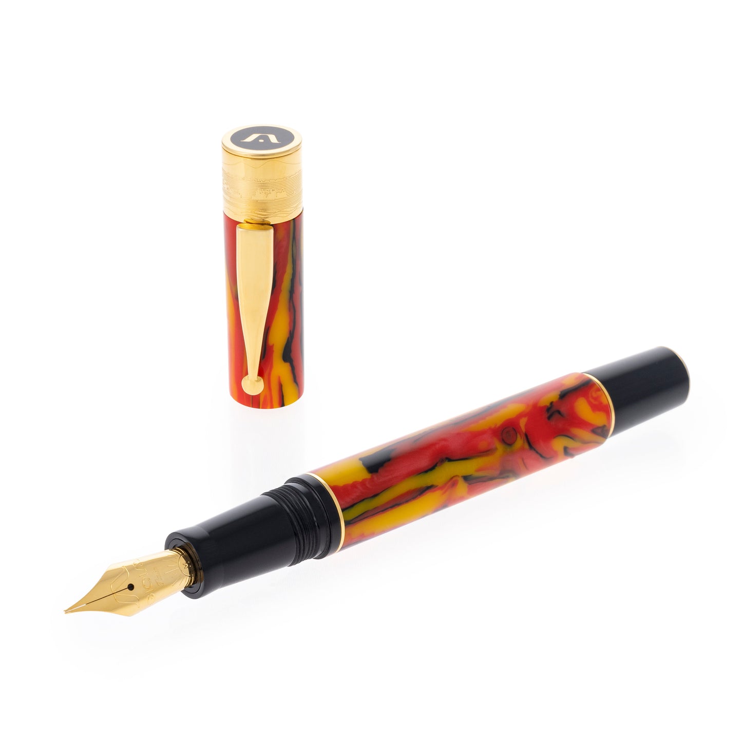 Gioia | Fountain Pen & Rollerball Pen | Partenope | Fiamma Flame | Gold Trims