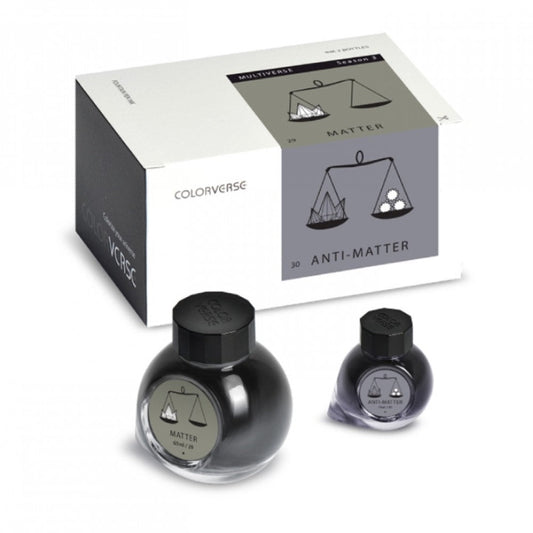 Colorverse | Multiverse Series | Season 3 | Matter | Anti-Matter | Fountain Pen Ink | Grey | 65ml and 15ml | 2 Bottle Set - penpencilink