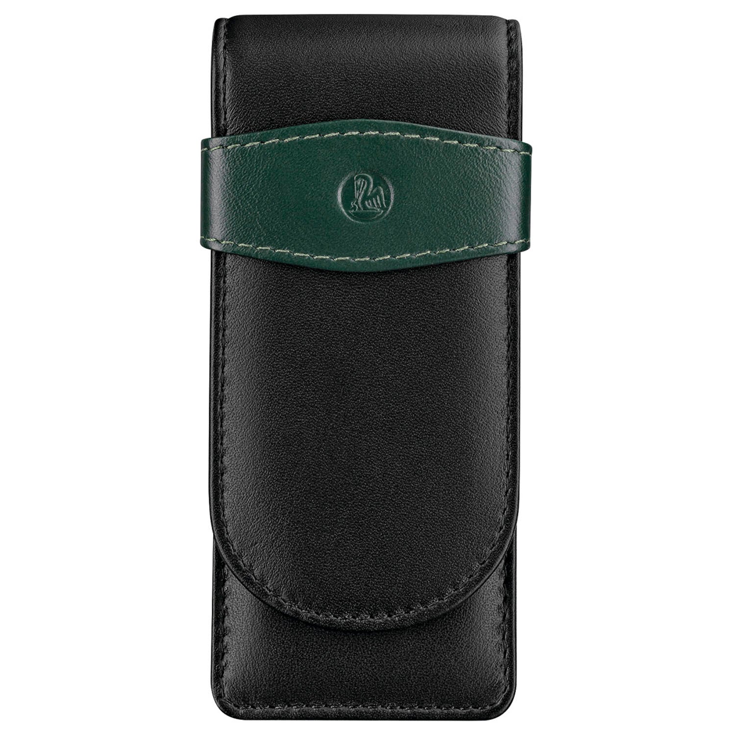 Pelikan Leather Three Pen Case (Black/Green) 924092