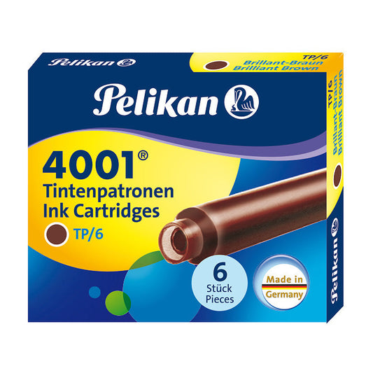 Pelikan TP/6 Short Ink Cartridge (Brilliant Brown - Pack of 6) 311928 Genuine original German Cartridge