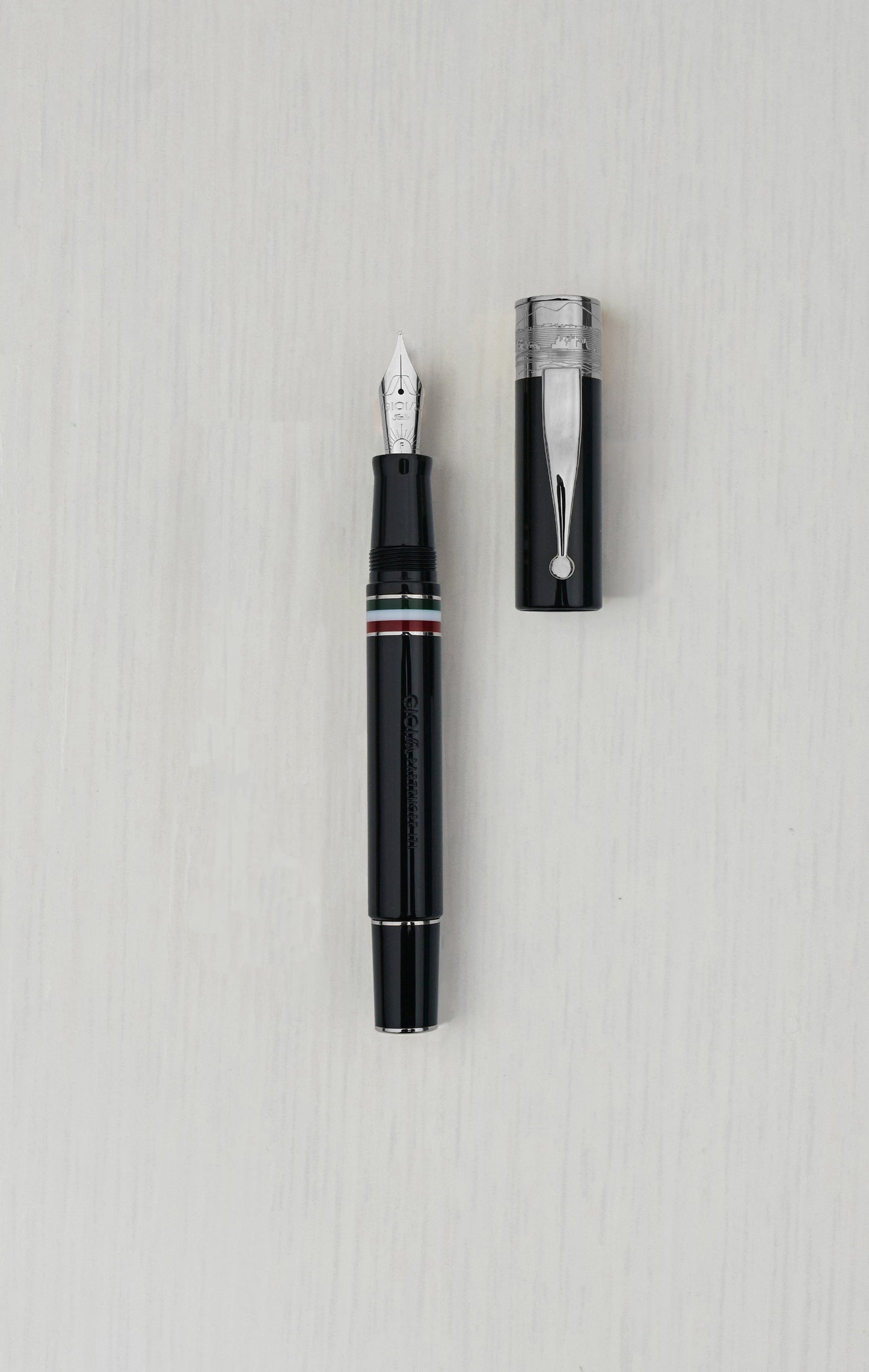 Gioia | Fountain Pen & Rollerball Pen | Partenope | Black | Ruthenium Trims
