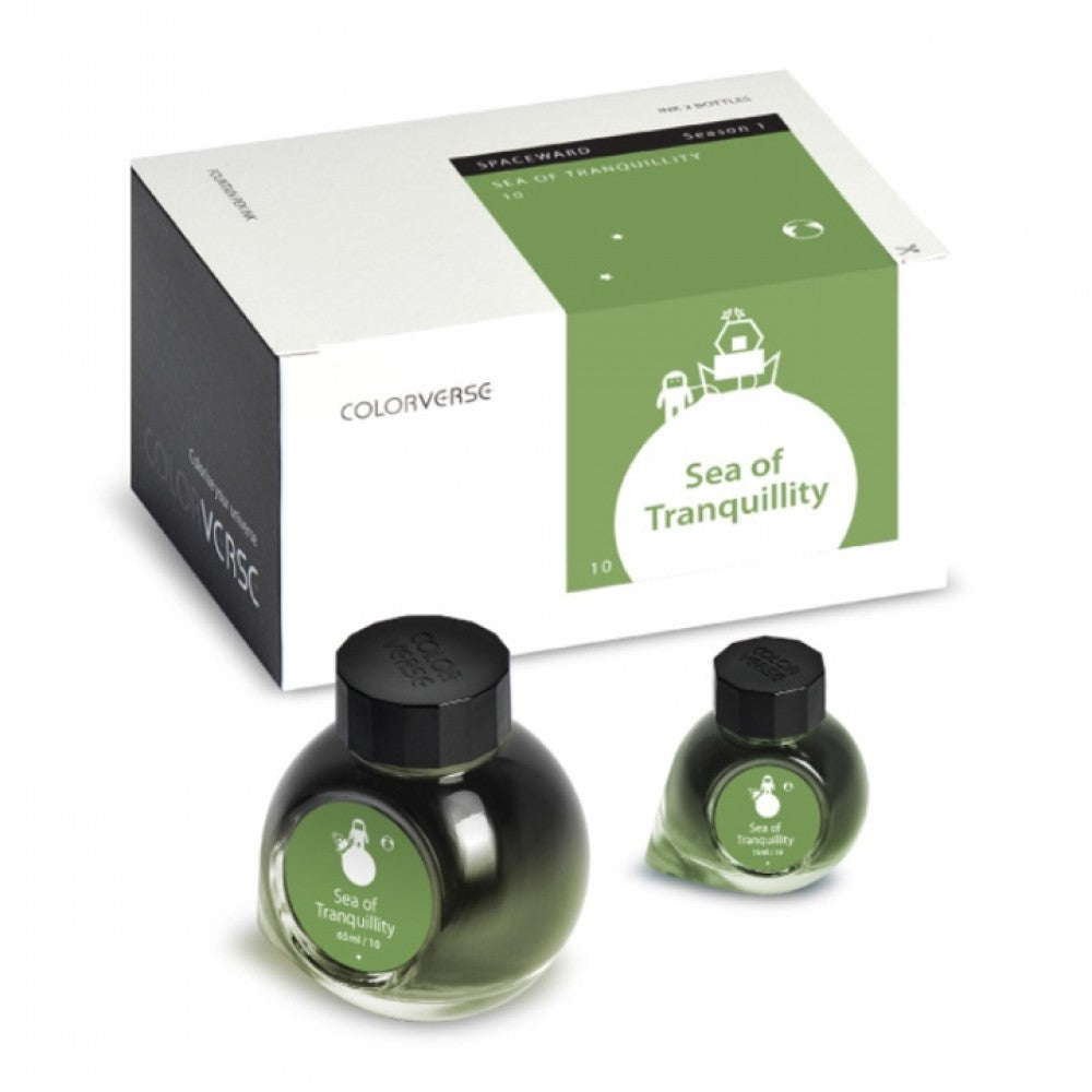 Colorverse Ink | Spaceward Series | Sea Of Tranquility | Green | 65ml & 15ml | 2 Bottle Set - penpencilink
