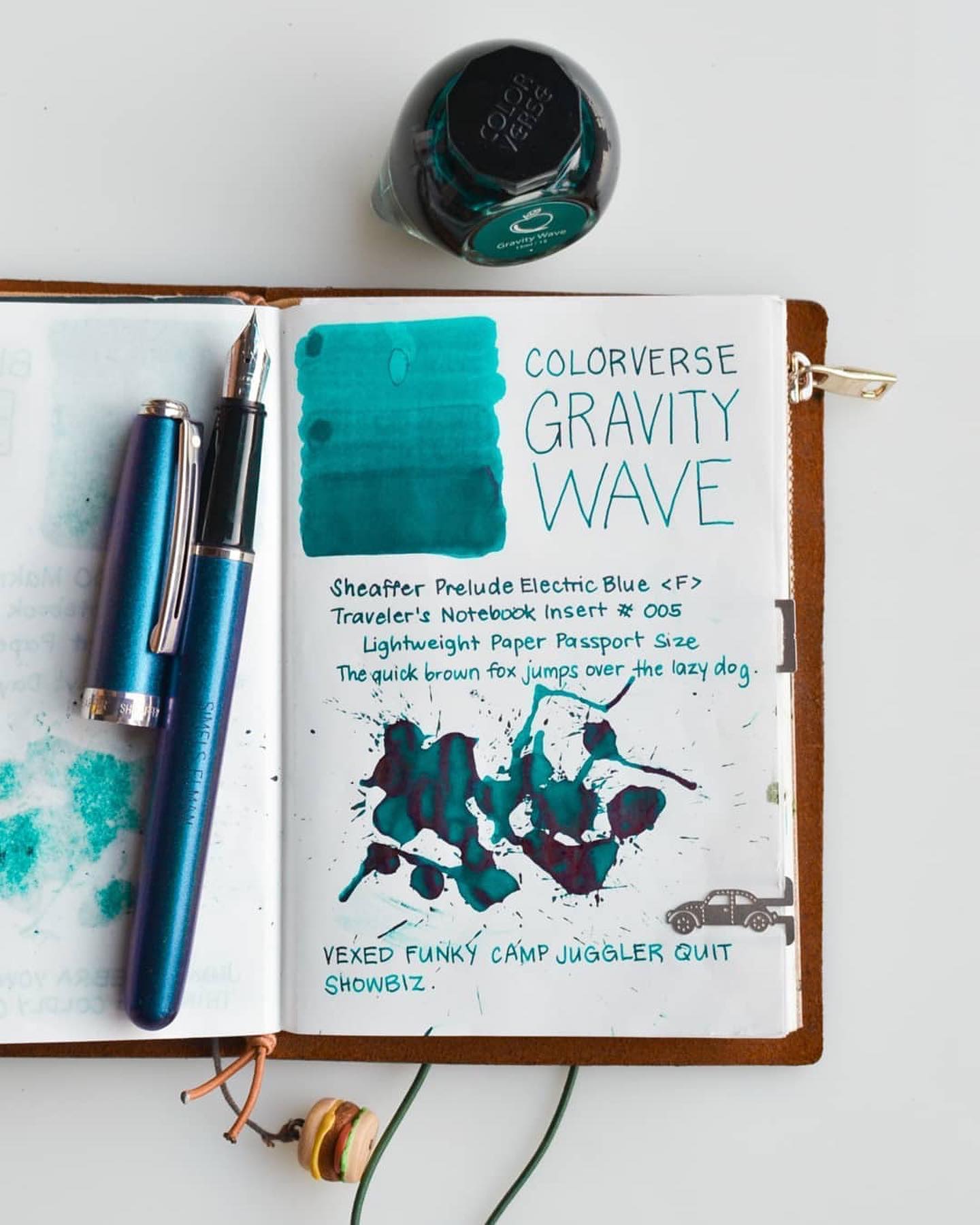 Colorverse | Astrophysics Series | Season 2 | Fountain Pen Ink | Gravity Wave | Turquoise | 65ml and 15ml | 2 Bottle Set