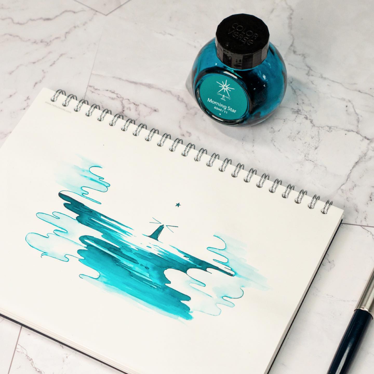 Colorverse  Fountain Pen Ink | Spaceward Series | Morning Star | Turquoise | 65ml & 15ml | 2 Bottle Set