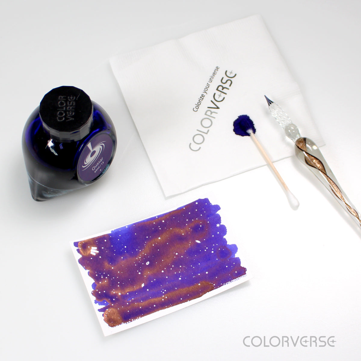 Colorverse | Astrophysics Series | Season 2 | Fountain Pen Ink | Quasar | Dark Blue | 65ml and 15ml | 2 Bottle Set
