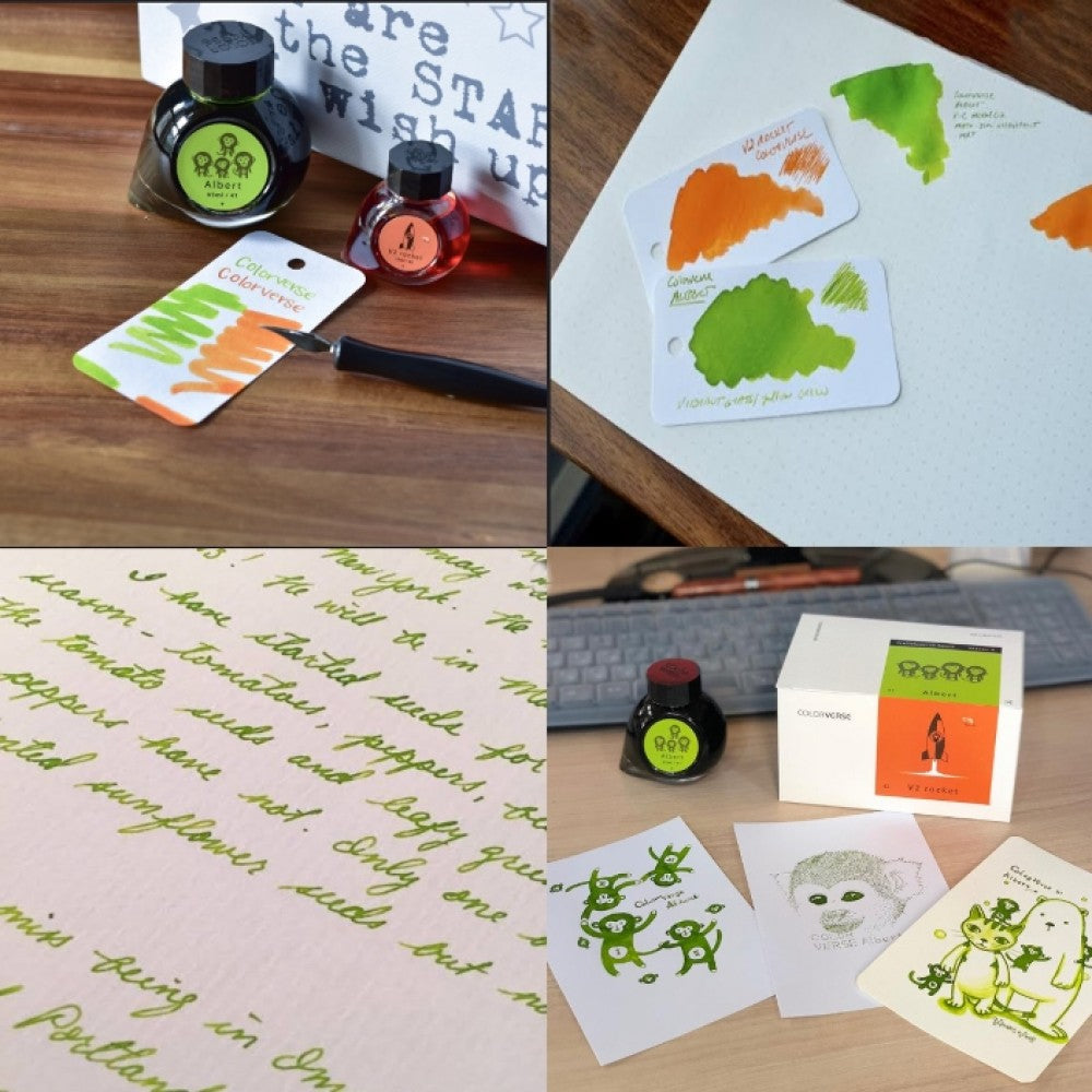 Colorverse Ink | Trailblazer In Space | Albert Light Green & V2 Rocket Orange | 65ml & 15ml | 2 Bottle Set - penpencilink
