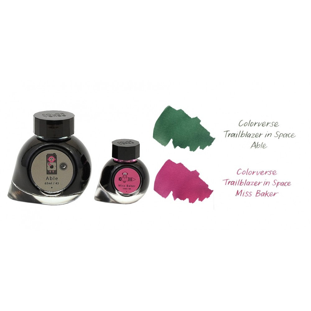 Colorverse Ink | Trailblazer In Space | Able Green & Miss Baker Pink | 65ml & 15ml | 2 Bottle Set - penpencilink