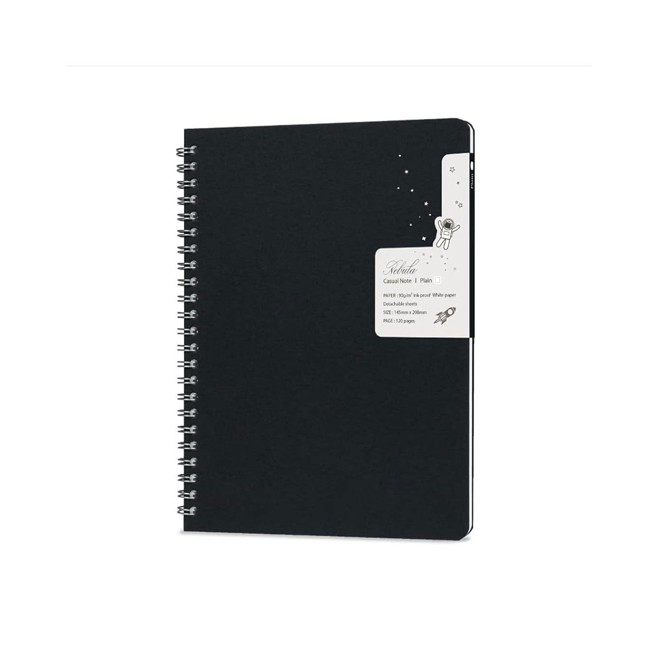 Colorverse | Nebula | Casual Series | Spiral Bound Notebook | Plain | Black