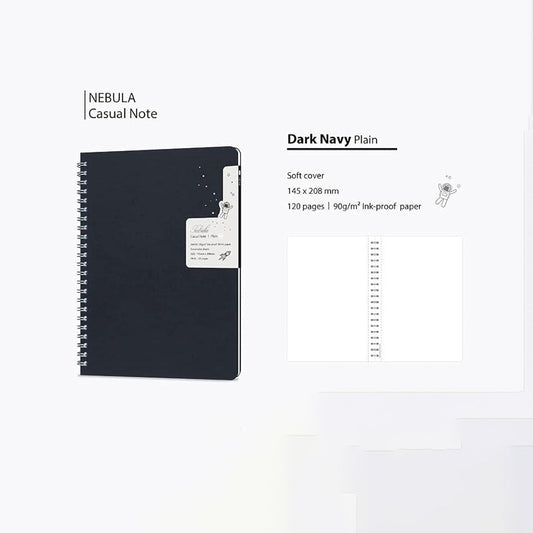 Colorverse | Nebula | Casual Series | Spiral Bound Notebook | Plain | Dark Navy