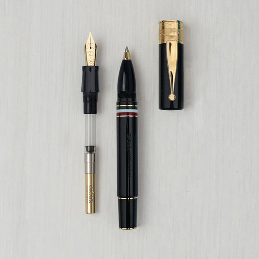 Gioia | Fountain Pen & Rollerball Pen | Partenope | Black | Gold Trims