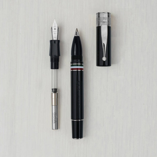 Gioia | Fountain Pen & Rollerball Pen | Partenope | Black | Ruthenium Trims