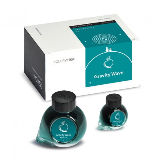 Colorverse | Astrophysics Series | Season 2 | Fountain Pen Ink | Gravity Wave | Turquoise | 65ml and 15ml | 2 Bottle Set - penpencilink