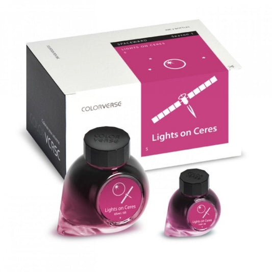 Colorverse | Spaceward Series | Season 1 | Fountain Pen Ink | Light Of Ceres | Purple | 65ml and 15ml | 2 Bottle Set - penpencilink
