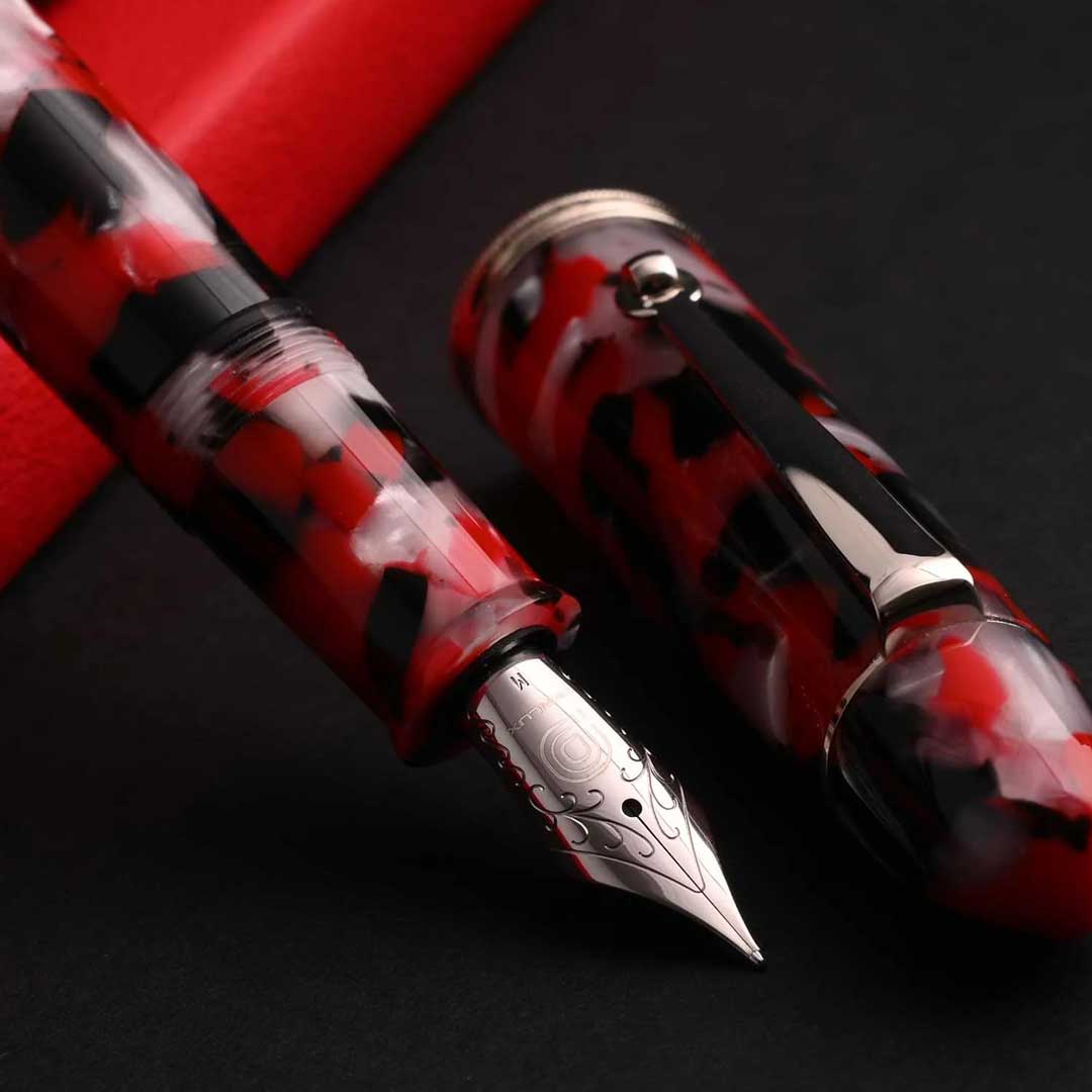 Penlux | Koi | Fountain Pen | King Body (Red,white And Black) | Piston Filling