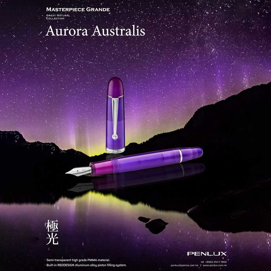 Penlux | Masterpiece Grande | Fountain Pen | Aurora Australis | Purple | Piston Filling
