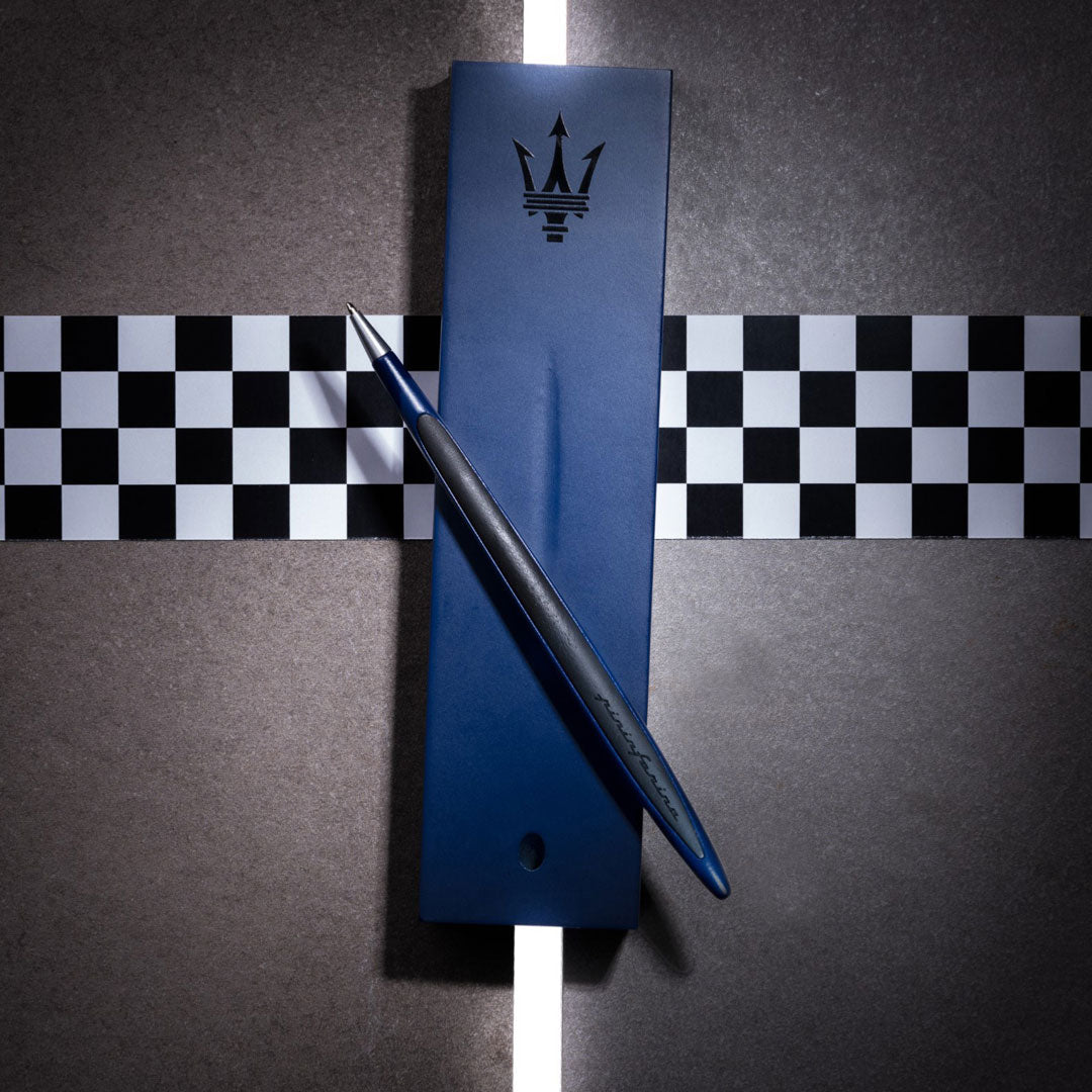 Pininfarina | Cambiano Maserati Special Edition Ballpoint | Blue | Wooden Display Base