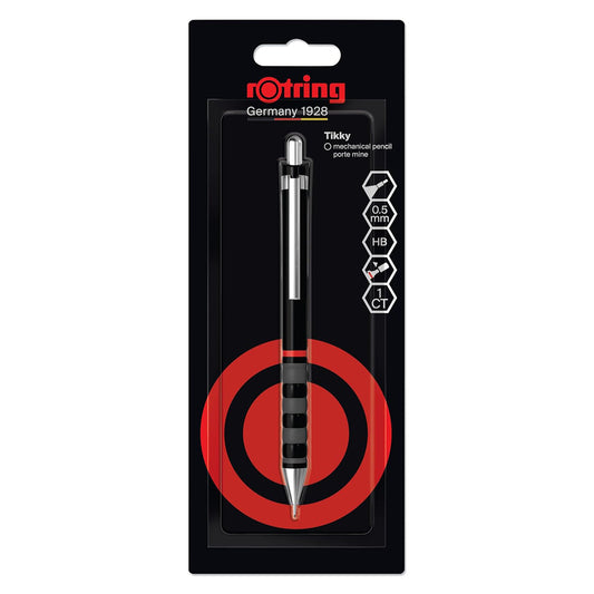 Rotring Tikky 0.5mm Mechanical Pencil – Black | HB Lead | Built-in Eraser