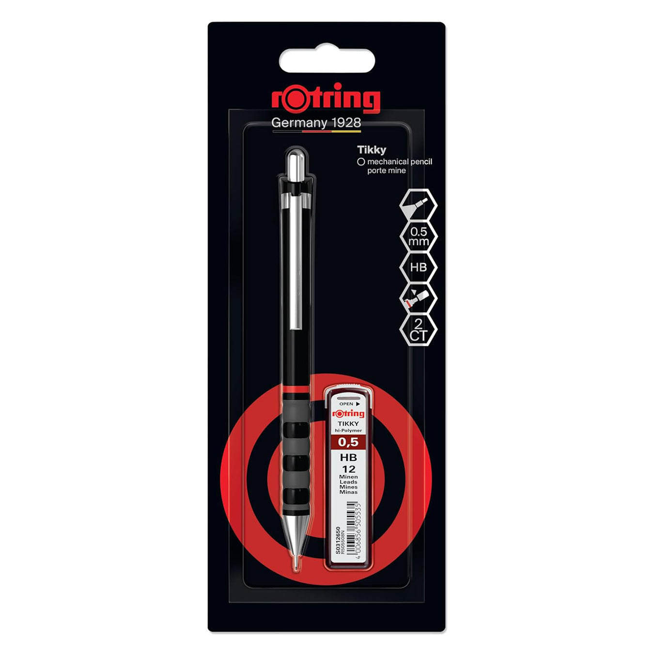 Rotring Tikky 0.5mm Mechanical Pencil – Black with Spare Leads