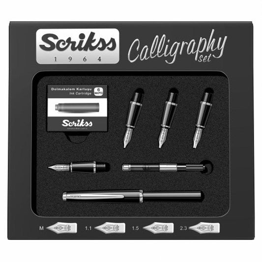 Scrikss Calligraphy Pen Set (medium, 1.1mm, 1.5mm, 2.3mm) | Black