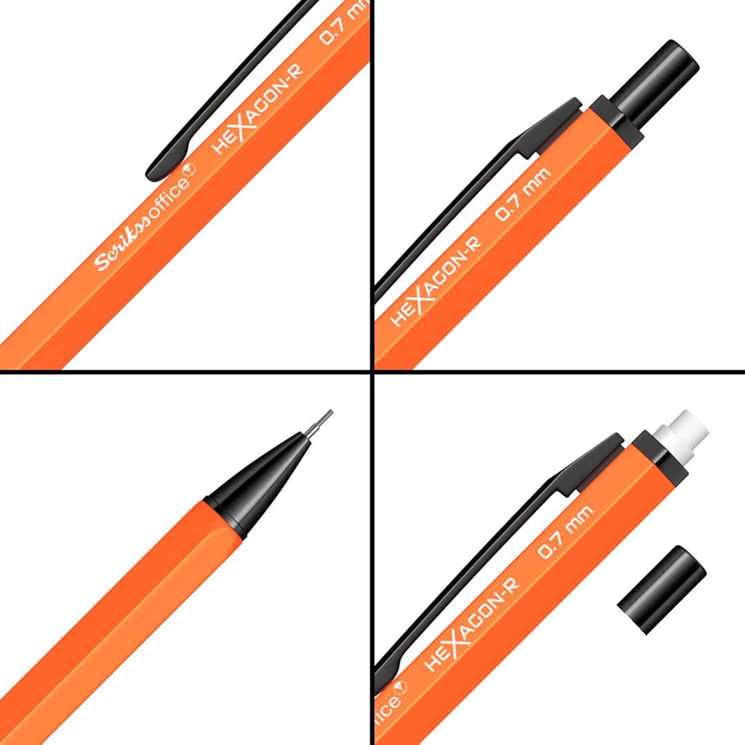 Scrikss | Hexagon-R | Mechanical Pencil | 0.7mm | Orange