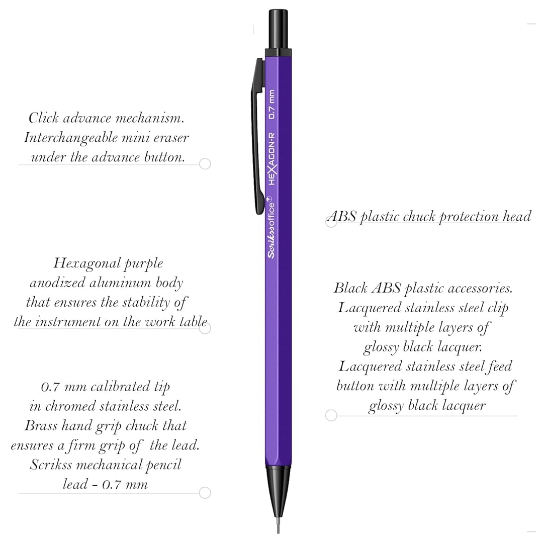 Scrikss | Hexagon-R | Mechanical Pencil | 0.7mm | Purple